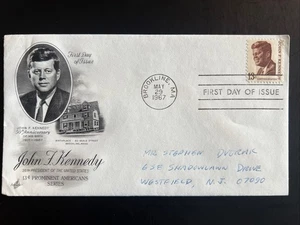 1287 Prominent Americans: John F Kennedy FDC Art Craft May 29, 1967 Brookline MA - Picture 1 of 2