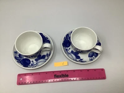 Набор из 2 синих чайных чашек и блюдцев Portmeirion Harvest сделано в Англии набор E - Изображение 1 из 4