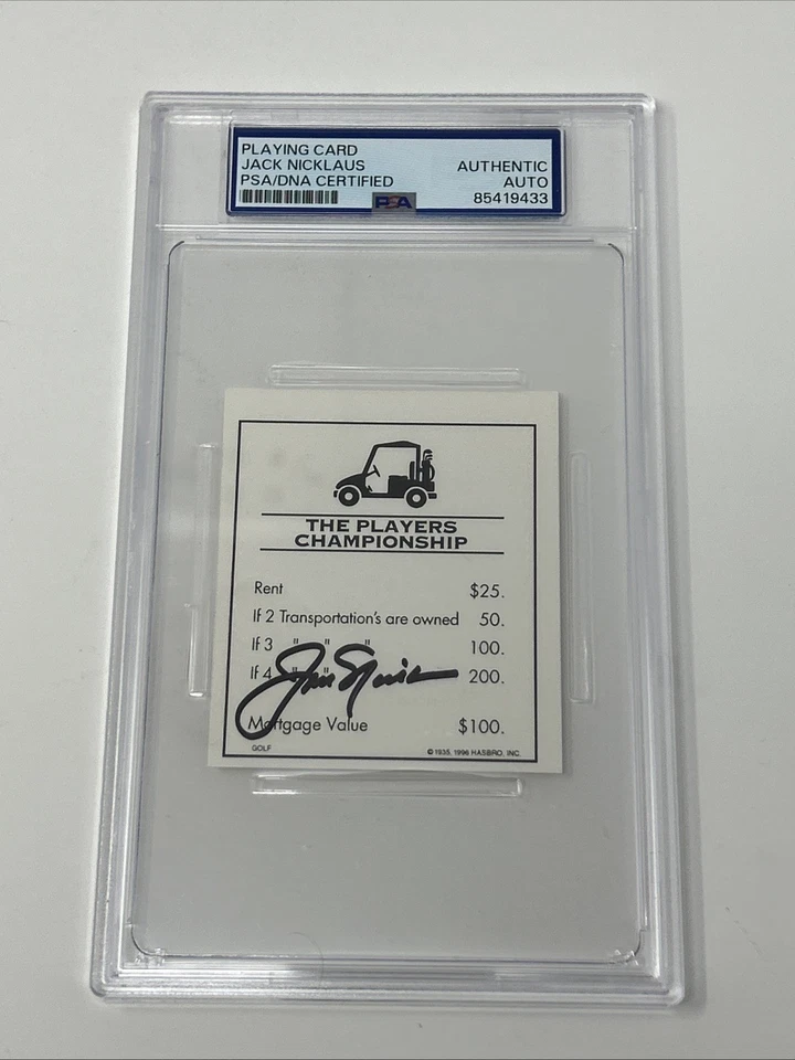 Jack Nicklaus Signed monopoly playing card, PSADNA authenticated and slabbed PGA - Image 1 of 4