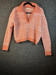 ILLA ILLA sweater Orange Reverse weave Sz S Pullover Cropped - Picture 1 of 5