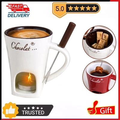 Chocolate Fondue Mugs,Premium Chocolate Fondue Coffee Cup with Fork Melting Mug - Image 1 of 4