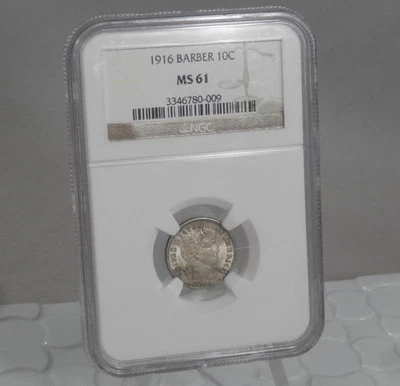 1916 Barber Dime 10 Cents 10C NGC MS 61 Uncirculated Undergraded? Coin SL053 - Image 1 of 2