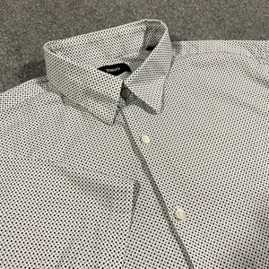 Theory Irving Short Sleeve Button Up Shirt Adult Medium White Blue Reverse Arrow - Picture 1 of 14