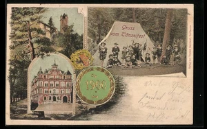 AK Kaufbeuren, Tänzelfest 1900, Kinder in Festkleidung vor einem Zelt, Burg 190 - Bild 1 von 2