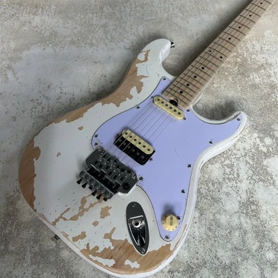 Custom White ST Relic Electric Guitar SH Pickups Maple Fingerboard Chrome Parts  - Image 1 of 4