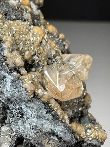 TWINNED CERUSSITE CRYSTALS WITH SMITHSONITE FROM TSUMEB MINE, NAMIBIA - Picture 1 of 15