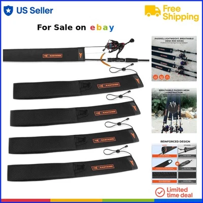 Mangas de vara de pesca protetor de malha capas acolchoadas com laço suspenso e ajustável L... - Imagem 1 de 4