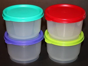 4 tazas de aperitivos Tupperware de 4 oz. Juego de contenedores rojo púrpura verde tucán verde azulado NUEVO ❤️ - Imagen 1 de 3
