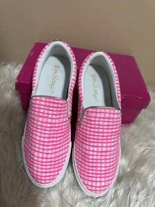 Lilly Pulitzer rosa Gingham "Julie" Slipper 7M - Bild 1 von 5