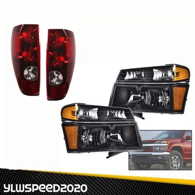 Fit For 2004-2012 Chevy Colorado GMC Canyon Black Headlights & Tail Lights Set Foto 1 de 4