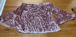 Blusa Top Venus Hombro Descubierto Terciopelo Rosa Con Mangas Campana Acampanada 3X - Imagen 1 de 5