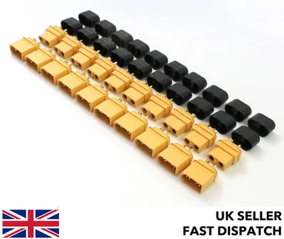 10 Pairs Yellow XT60 & Insulation Caps Connectors/Plugs XT60H RC 12v 24v Lipo RC - Image 1 of 4