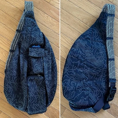 KAVU оригинальный веревки слинга сумка через плечо рюкзак черный топографический - Изображение 1 из 4