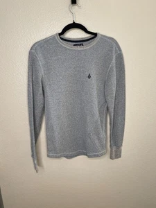 Volcom Mens Gray Encore Marled Thermal Pullover S Cotton Polyester Crewneck - Picture 1 of 7