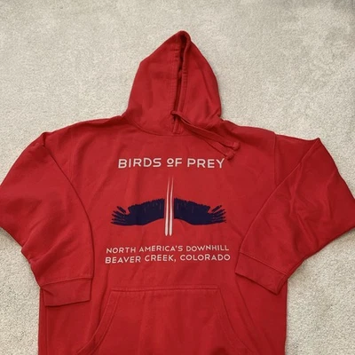 Hoodie Sweatshirt Red Heavyweight Beaver Creek “Birds of Prey” Size L - Image 1 of 4