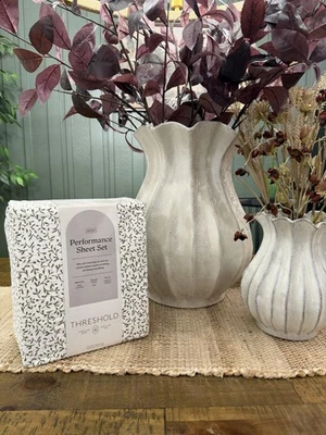 Threshold Queen Size 100% Cotton Sateen Olive Green Vine Print 4 Piece Sheet Set - Image 1 of 4