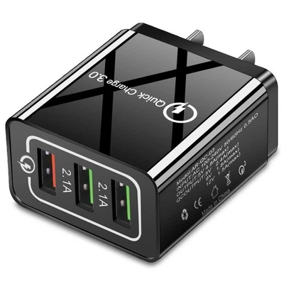 Carga rápida rápida QC 3.0 EE. UU. 3 puertos USB Hub pared hogar cargador adaptador de corriente lote Foto 1 de 4