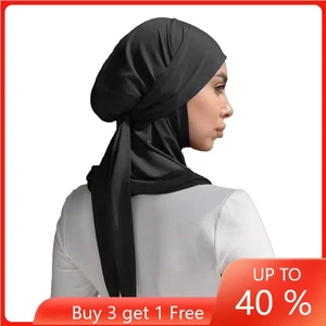 Muslim Islamic Women Headscarf Jersey Hijab Pre-Tied Turban Scarf Head Wrap New - Picture 1 of 23
