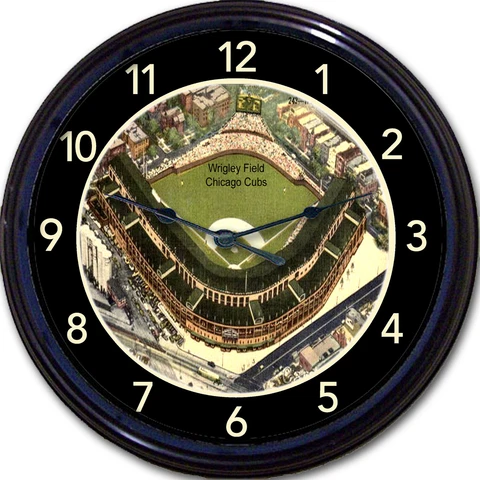 Chicago Cubs Wrigley Field Wall Clock Baseball MLB Cubbies Postcard Image Cover