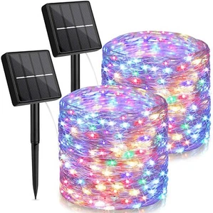 Solar LED String Copper Wire Fairy Lights Night Twinkle Outdoor Garden Decor - Picture 1 of 21