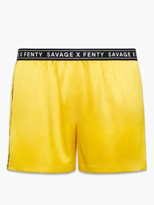 SAVAGE X FENTY "Sexties" Yellow Satin Sleep Shorts XL 38"-45" Waist NWT - Picture 1 of 9