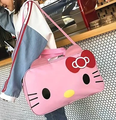 hello kitty duffle gym luggage pink large shoulder carryon bag w removable strap - Image 1 of 4