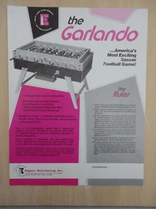The Garlando Soccer Arcade Machine Flyer Original Empire Dist Brochure Vers 2 - Picture 1 of 2
