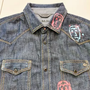 DIESEL DENIM SHIRT -Size XXL Paul McNeil Customised Metallic Paint QUIRKY COOL - Picture 1 of 23