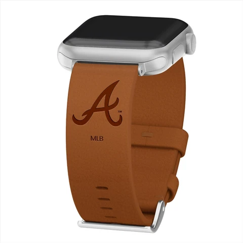 Atlanta Braves Premium Leather Apple Compatible Watch Band Cover