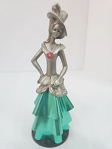 Vintage italienische Zinnfigur Peltro Cesellato Mano Farbe 6" groß Blumenfrau   - Bild 1 von 7