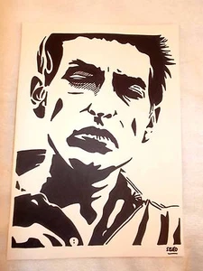 A4 Black Ink Marker Pen Sketch Drawing Musician Bob Dylan - Picture 1 of 3