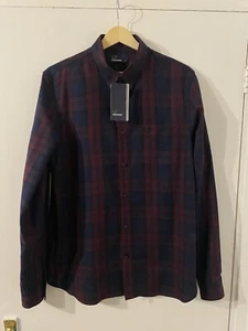 Fred Perry Tartan Long Sleeved Button Shirt Medium Brand New With Tags - Picture 1 of 22