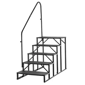 5 Steps Ladder RV Steps w/ Handrail Mobile Home Stairs for Travel Trailer Camper - Picture 1 of 9