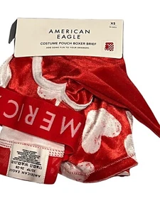 NWT AMERICAN EAGLE Costume Pouch Boxer Brief Sz XS-S-M-L-XL Red White Hearts #34 - Picture 1 of 10