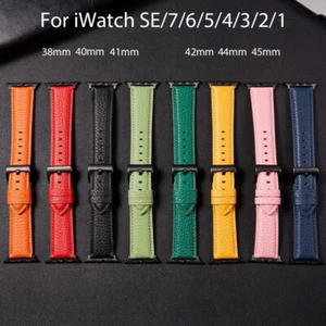 For Apple Watch Ultra 8 7 6 5 SE Lychee Leather 49 41 42 38mm Strap iWatch band - Picture 1 of 27