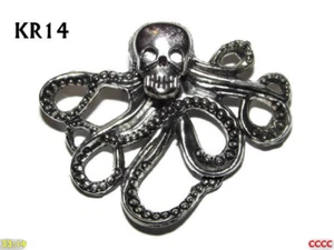 steampunk gothic brooch badge pin silver octopus kraken pirate skull hydra #KR14 - Picture 1 of 4