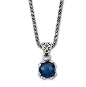 Samuel B Behnam BLAUER SAPHIR leuchtender Halskette Anhänger Sterlingsilber 59672SLBS - Bild 1 von 5