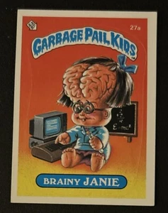 1985 Topps Garbage Pail Kids 1st Series Brainy Janie GPK Sticker #27a - Picture 1 of 2