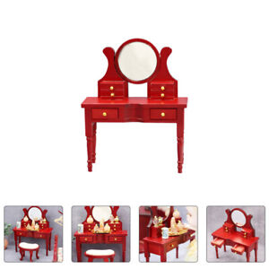  Red Birch Dollhouse Dresser Vanity Table Mini Drawer Cabinet