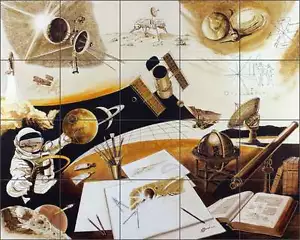 Azulejos de cerámica mural salpicadero Burmann astronauta ciencia arte espacial KB009 - Imagen 1 de 5