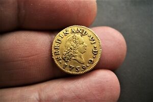 A66* NICE OLD US GOLD 1/2 ESCUDO 1759 MADRID MINT SPANISH COLONIAL 