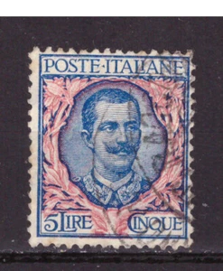 FRANCOBOLLI Italia Regno 1901 - Floreale 5 L. SAS78 & - Foto 1 di 1