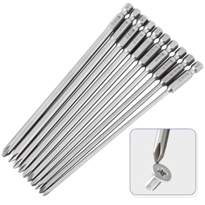 1/4'' Hex Shank Cross Phillips Head Screwdriver Drill Bits 50mm-200mm Magnetic  - Image 1 of 4