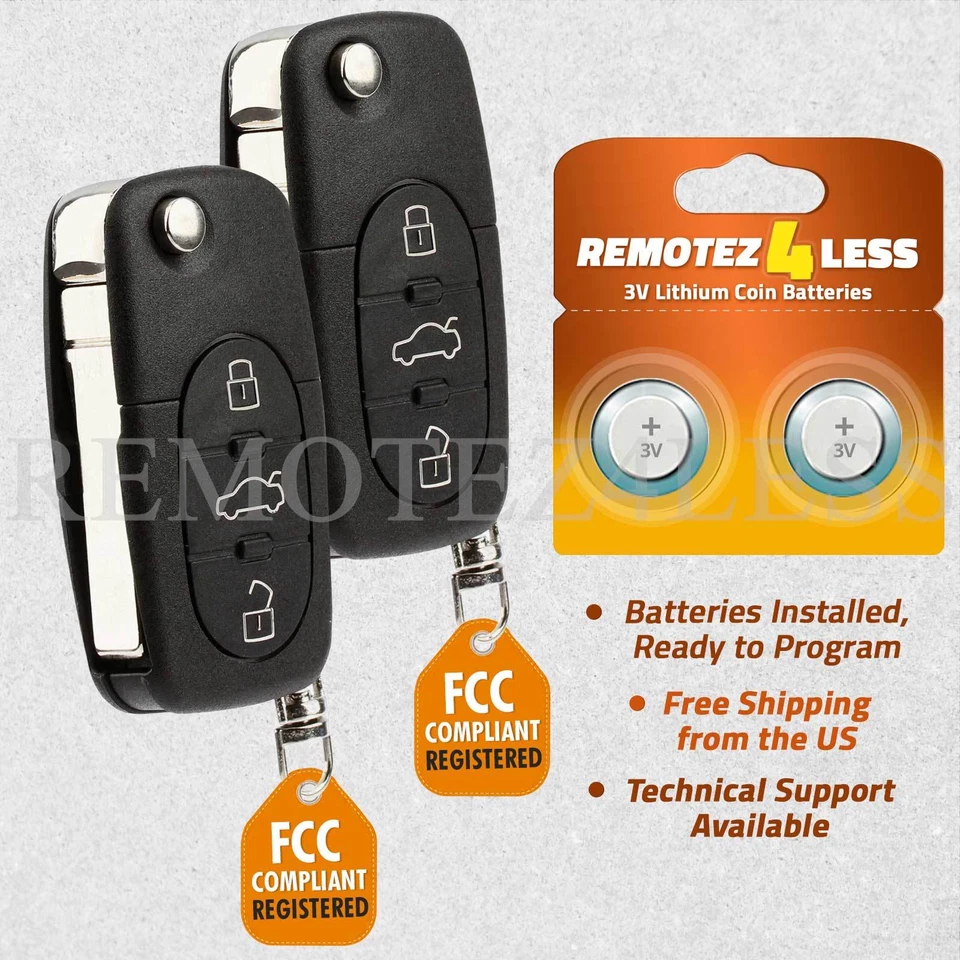2 For 2001 2002 2003 2004 2005 Audi A6 Quattro Keyless Entry Remote Car Key Fob Foto 1 de 4