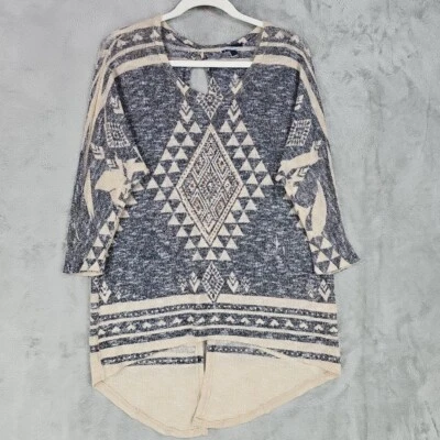 Túnica asteca Charlotte Russe Y2K feminina XL creme/cinza strass costas abertas - Imagem 1 de 4