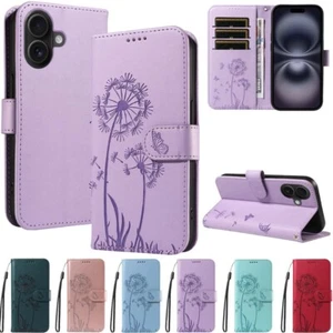 For iPhone 16 15 14 13 12 11 X XR SE 7 8 Magnetic Flip Wallet Leather Case Cover - Picture 1 of 52