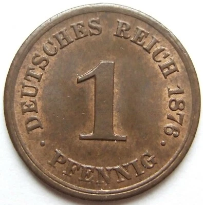 Coin German Empire Empire 1 Pfennig 1876 H in Uncirculated - Image 1 of 2