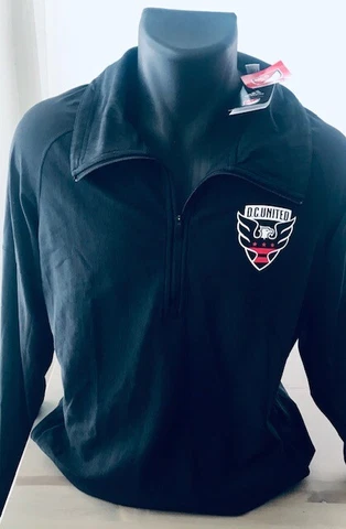 adidas MLS Women's DC United Soccer Black 1/4 Zip Pullover Jacket X-Large NWT Cover