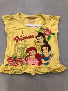 Disney Princess Shirt Girl's 4T Yellow Always a Princess Frilly Cut Babydoll - Picture 1 of 5