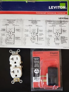New - Legrand Angle Plug + Leviton Outlet - 20A - Picture 1 of 1